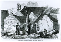 Cottages of the Peasantry in the West of Ireland by English School