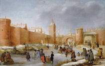Skaters and Kolf Players Outside the City Walls of Kampen von Barent Avercamp