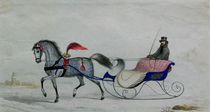 Horse Drawn Sleigh by Russian School