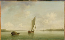 A Smack Under Sail in a Light Breeze in a River von Charles Brooking