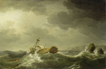 Ship Wrecked on a Rocky Coast von Charles Brooking