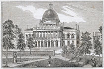 Southern view of the State House in Boston on Beacon Street by American School