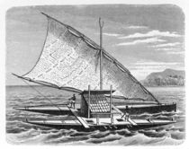 Fijian double canoe, from 'The History of Mankind' by English School