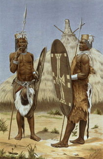 Nyam-nyam warriors, from 'The History of Mankind' by Richard Buchta