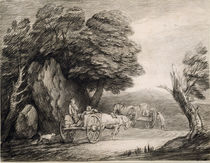 Wooded Landscape with Carts and Figures von Thomas Gainsborough