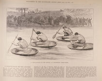 A Coracle Race on the Severn at Ironbridge by English School