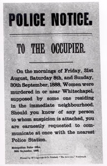 Police Notice to the Occupier Relating to Murders in Whitechapel von English School