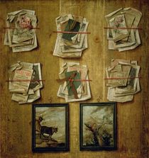Still Life with Book Sheets and Pictures von Russian School