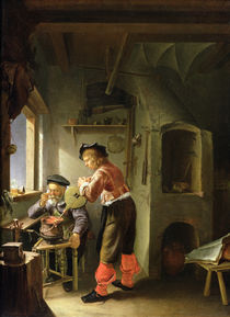 An Alchemist and his Assistant in their Workshop by Frans van Mieris