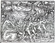 Procession of natives drinking and smoking by Jacques Le Moyne