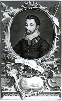 Portrait of Sir Francis Drake engraved by Jacobus Houbraken von English School