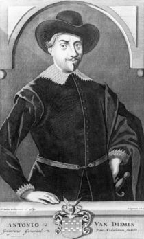 Portrait of Antony van Diemen engraved by Dirk Jongman von Matthys Balen