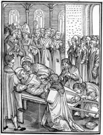 St. Clara at the death of a monk by German School