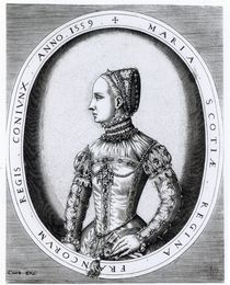 Portrait of Mary Queen of Scots engraved by Hieronymus Cock 1559 by English School