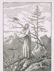 Woman with a Raven, on the Edge of a Precipice by Caspar David Friedrich