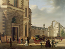 The Entrance to the Musee de Louvre and St. Louis Church by Etienne Bouhot