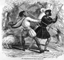 Robin Hood and the Tanner with Quarter-staffs by English School