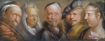 Studies of Five Heads after Rembrandt by Edward Lutterell