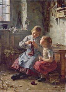 Knitting, 1891 von Simon Glucklich