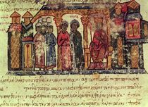 The Conversion of Olga from the Madrid Skylitzes by Byzantine School