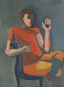 Seated Man with a Raised Hand von Helmut von Hugel Kolle
