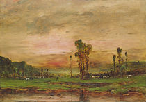 Evening Landscape with a Herd of Cattle near Jouy-en-Josas by Mihaly Munkacsy