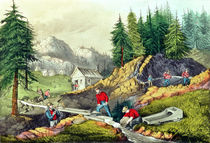 Gold Mining in California, published by Currier & Ives, 1861 von Grafton Tyler Brown