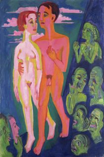 A Couple in front of a Crowd by Ernst Ludwig Kirchner