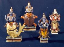 Four of the incarnations of Vishnu by Indian School
