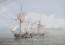 A Hoy and a Lugger with other Shipping on a Calm Sea by John Thomas Serres