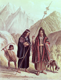 Araucanian Indians, illustration from 'Historia de Chile' by Claudio Gay von French School
