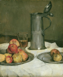 Still life with apples and pewter jug by Heinrich Wilhelm Truebner