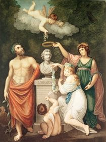 Aesculapius, Flora, Ceres and Cupid Honouring the Bust of Linnaeus von English School