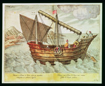 A Chinese Junk, illustration from 'Jan Huyghen van Linschoten by Johannes Baptista van, the Younger Doetechum