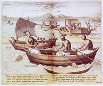 Boats in Goa, illustration from 'Jan Hughen van Linschoten von Johannes Baptista van, the Younger Doetechum
