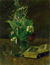 Still Life with a Bunch of Flowers and a Bible by Hans Thoma