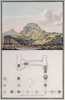 View of the Theatre at Sardis and a plan of the Ionic Temple at Sardis von Giovanni Battista Borra