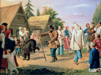 Buffoons in a Village, 1857 von Francois Nicholas Riss