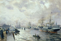 Sailing Ships in the Port of Hamburg by Carl Rodeck