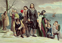 The Landing of the Pilgrims at Plymouth by American School