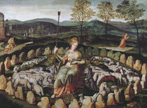 St. Genevieve Guarding her Flock by Fontainebleau School