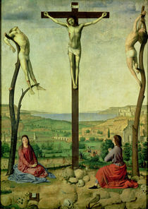 Calvary or, Christ Between the Two Thieves with Mary and St. John von Antonello da Messina