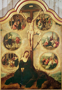 Central panel of a triptych depicting The Seven Sorrows of the Virgin by Bernard van & Campana, Pedro Orley