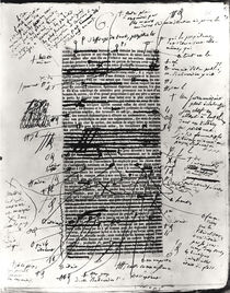 Page from one of Balzac's works with handwritten corrections by Honore de Balzac