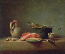 Copper Cauldron with a Pitcher and a Slice of Salmon von Jean-Baptiste Simeon Chardin