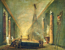 View of the Grand Gallery of the Louvre During Restoration von Hubert Robert