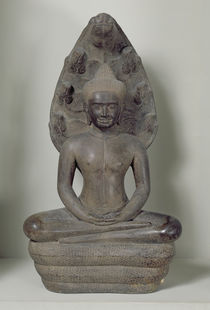 Buddha seated in meditation on the Naga by Cambodian