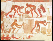 Construction of a wall, from the Tomb of Rekhmire by Egyptian 18th Dynasty