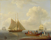A Wherry Taking Passengers out to Two Anchored Packets by William Anderson
