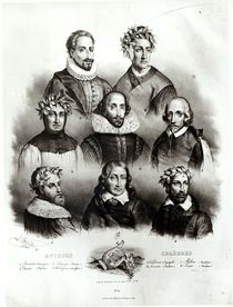 Famous Authors, 1833 by Jacques Francois Gauderique Llanta